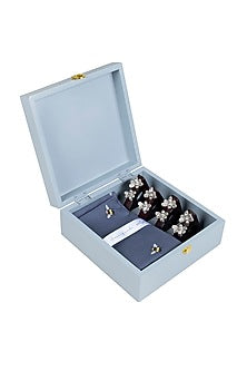 Brown & Silver Wood Metal Napkin Rings (Set Of 9)