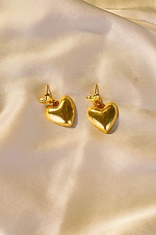 Gold Finish Heart Dangler Earrings