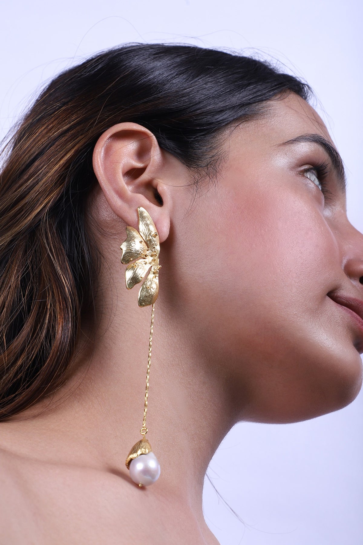 Gold Finish Baroque Pearl Handcrafted Dangler Earrings