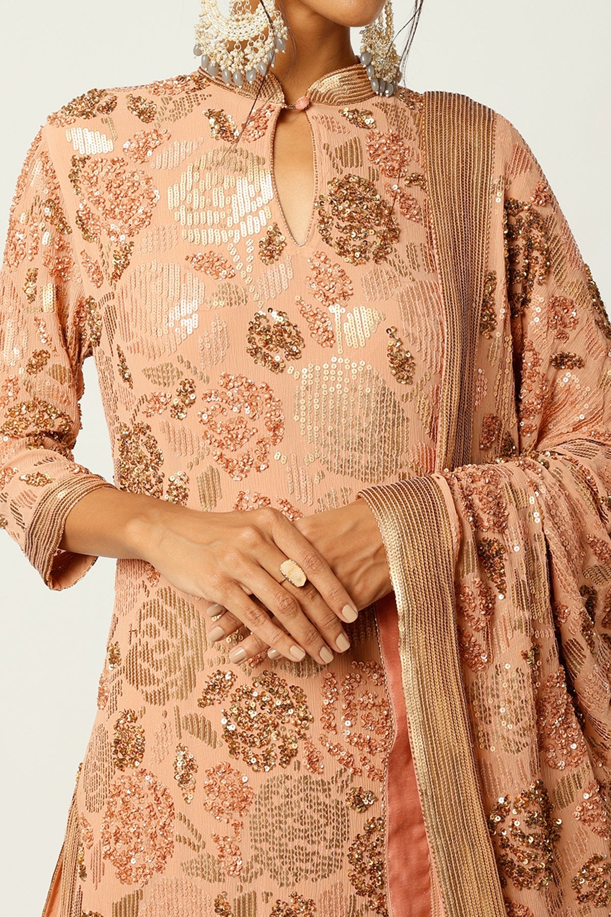 Kadambari Pink Sharara Set With Embroidery
