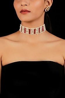 Gold Finish Kundan Choker Necklace Set