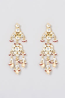 Gold Finish Pearl & Kundan Polki Necklace Set