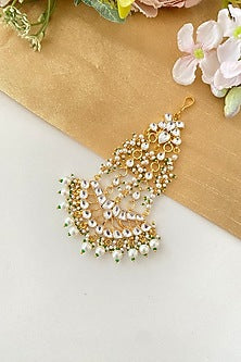 Gold Finish Kundan Polki & Pearl Drop Pasa