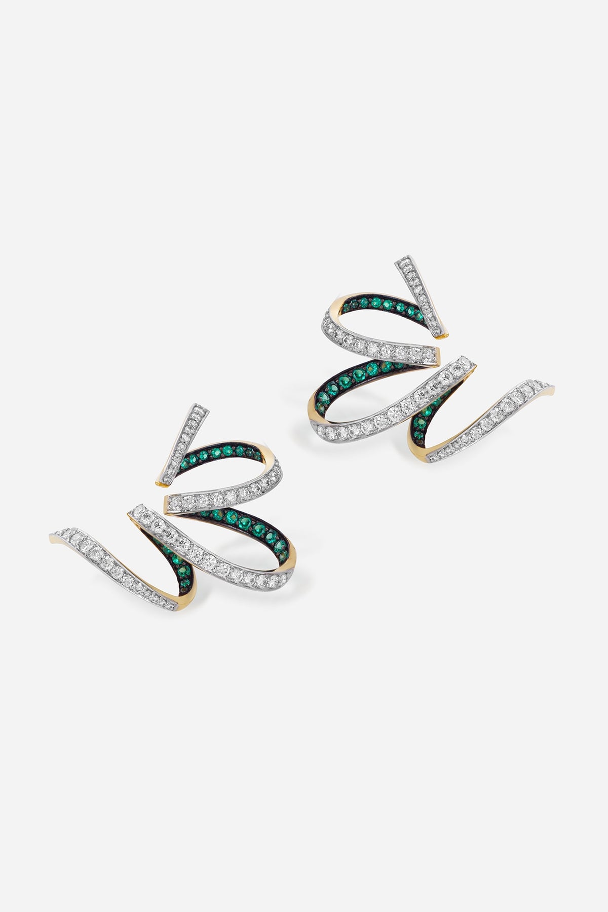 14kt Yellow Gold Finish Diamond & Green Stone Earcuffs