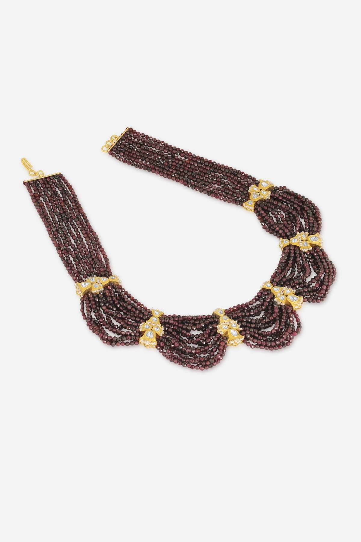14kt Yellow Gold Finish Kundan Polki & Ruby Stone Necklace