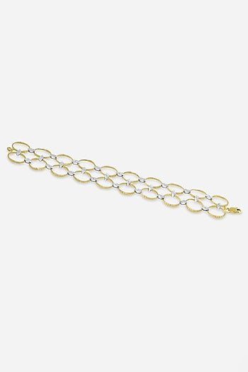 18kt Yellow Gold Finish Round-Shaped Diamond Openable Bracelet