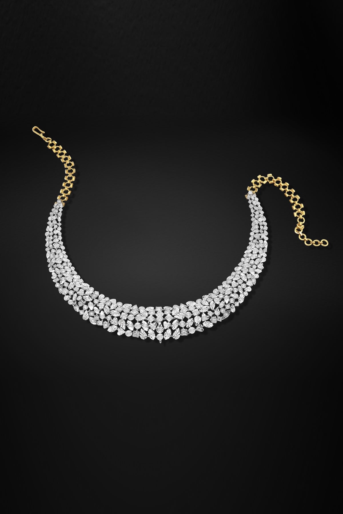 18kt Yellow Gold Finish Round-Shaped Diamond Hasli Necklace