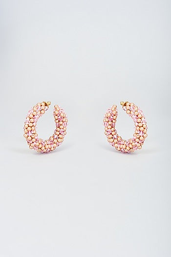 Rose Gold Swarovski Pearl Hoop Earrings