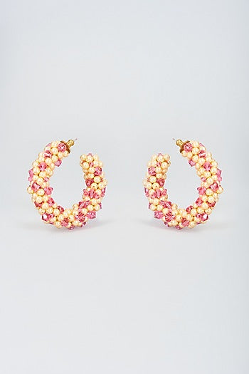 Gold Swarovski Pearl Hoop Earrings