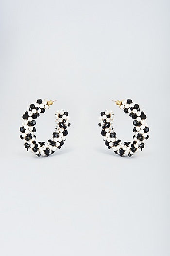 Jet Black Crystal Hoop Earrings