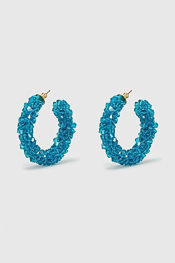 Turquoise Zircon & Xillion Crystals Hoop Earrings