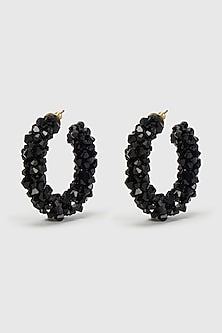 Black Zircon & Xillion Crystals Hoop Earrings