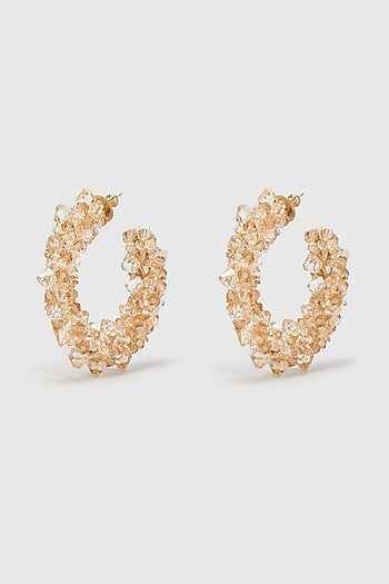 Gold Zircon & Xillion Crystals Hoop Earrings