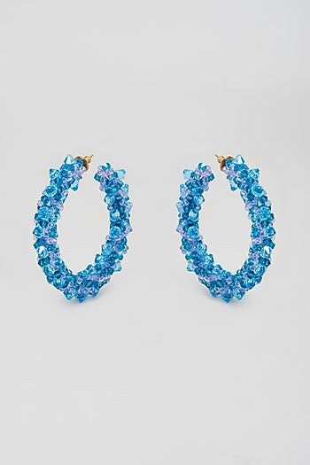 Blue Swarovski Xilion Crystal Hoop Earrings