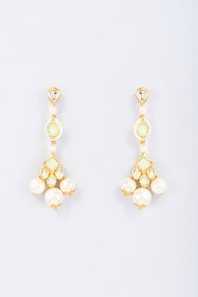 Gold Finish Kundan Polki Dangler Earrings