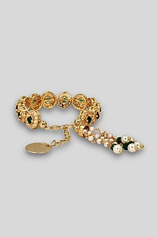 Gold Anti-Tarnish Finish Green American Diamond Openable Tennis Bracelet