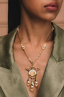 Gold Plated Pearl Necklace In Sterling Silver