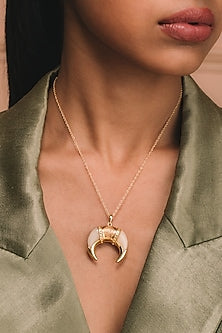 Gold Plated Onyx Necklace In Sterling Silver