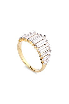 Rose Gold Finish Baguette-Cut Diamond Ring