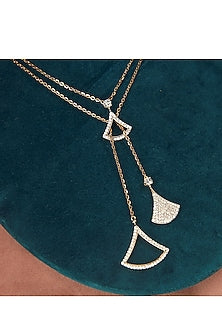 Yellow Gold Finish Round Shaped Diamond Necklace