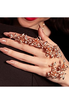 Rose Gold Plated Handcrafted Floral Hand Harness