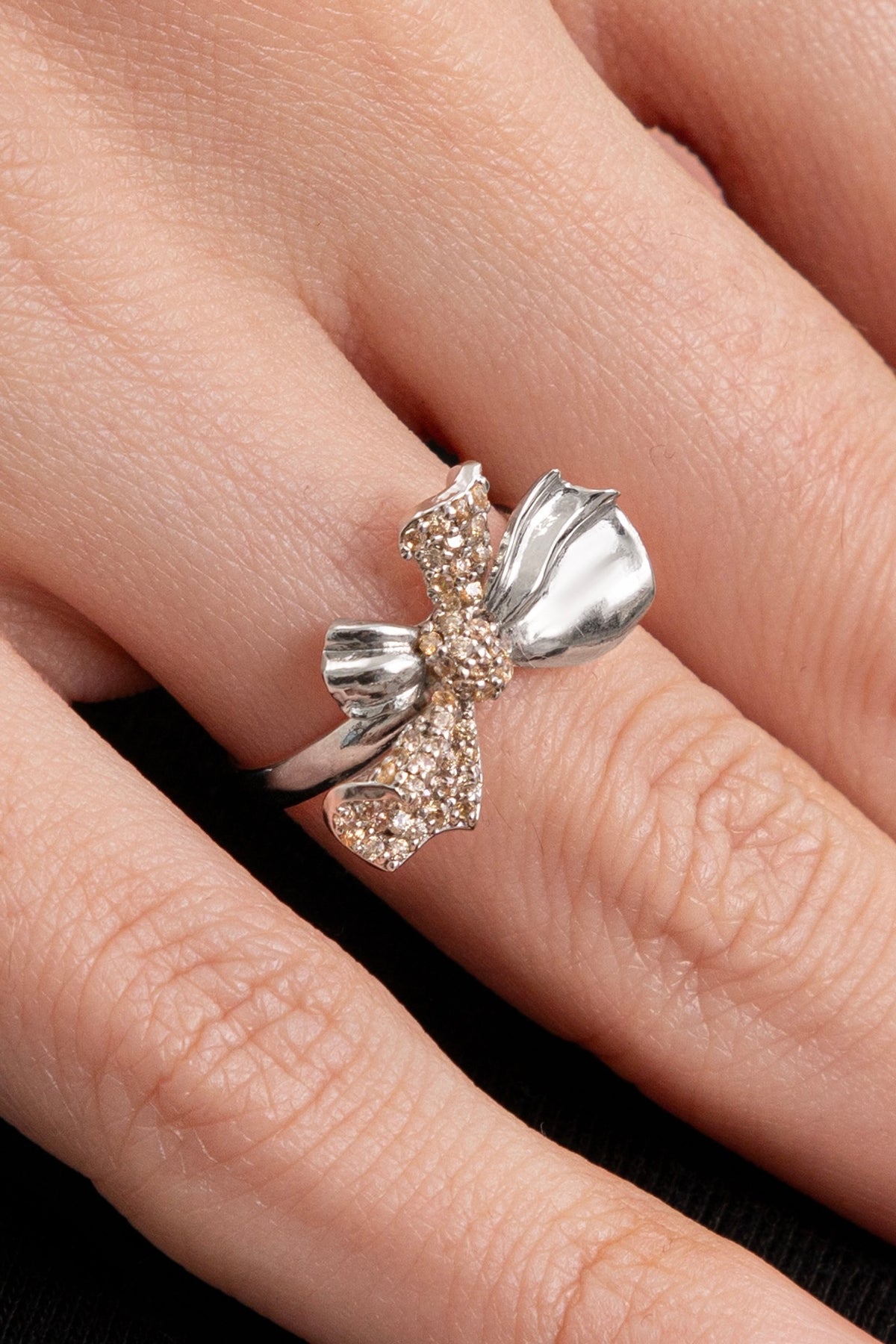 Silver Plated Champagne Stone Handcrafted Ring