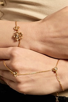 Gold Plated White Stone Hand Harness