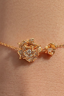 Gold Plated White Stone Floral Handcrafted Bracelet