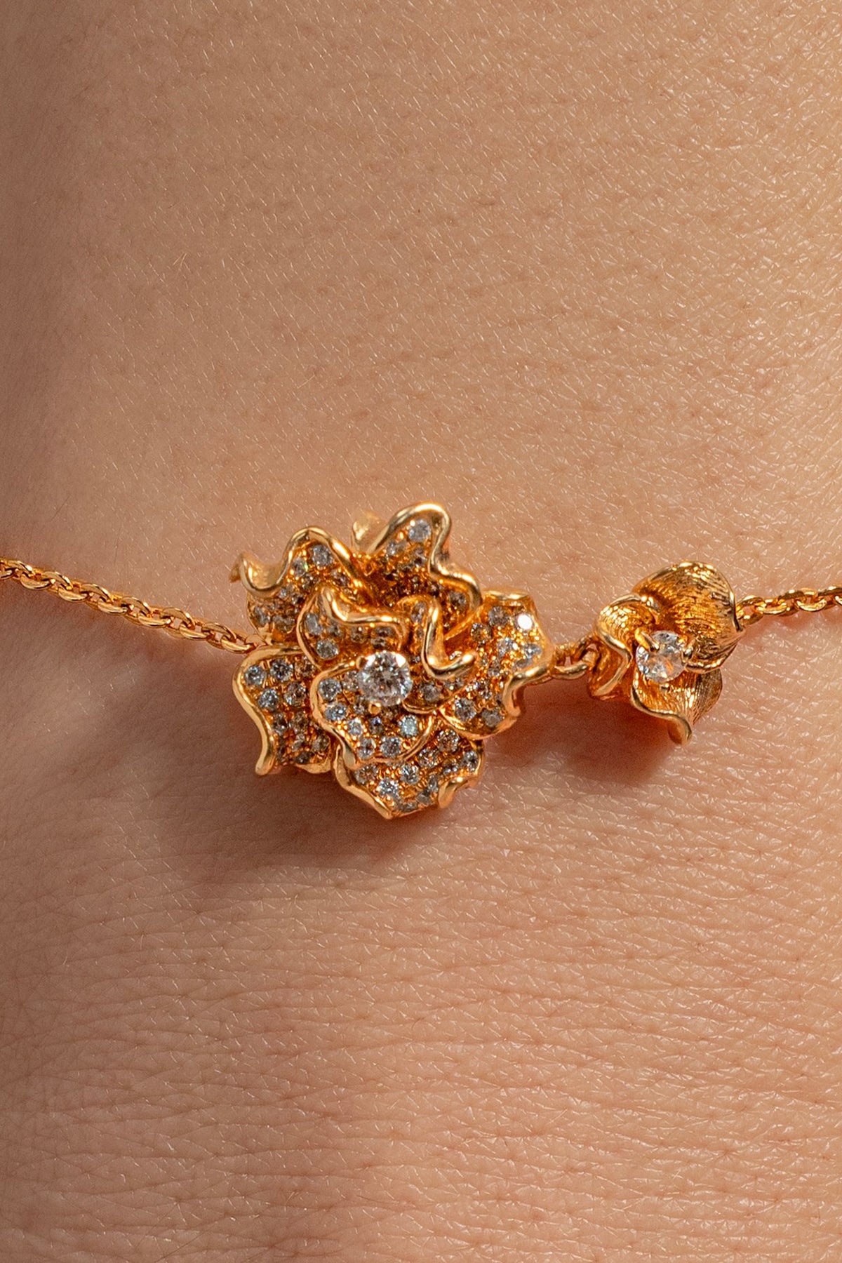 Gold Plated White Stone Floral Handcrafted Bracelet