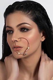 Rose Gold Plated Swarovski Crystal Engraved Nath