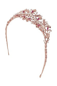Rose Gold Plated Swarovski Crystal & Pearls Persian Tulip Head Piece