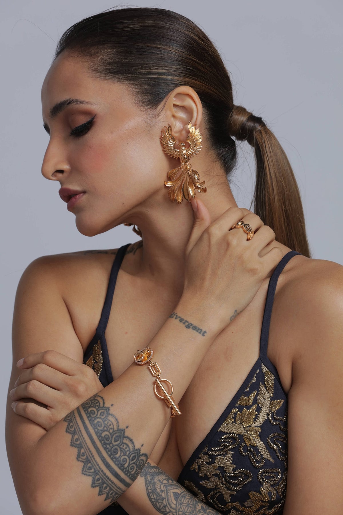 Gold Finish Brass Dangler Earrings
