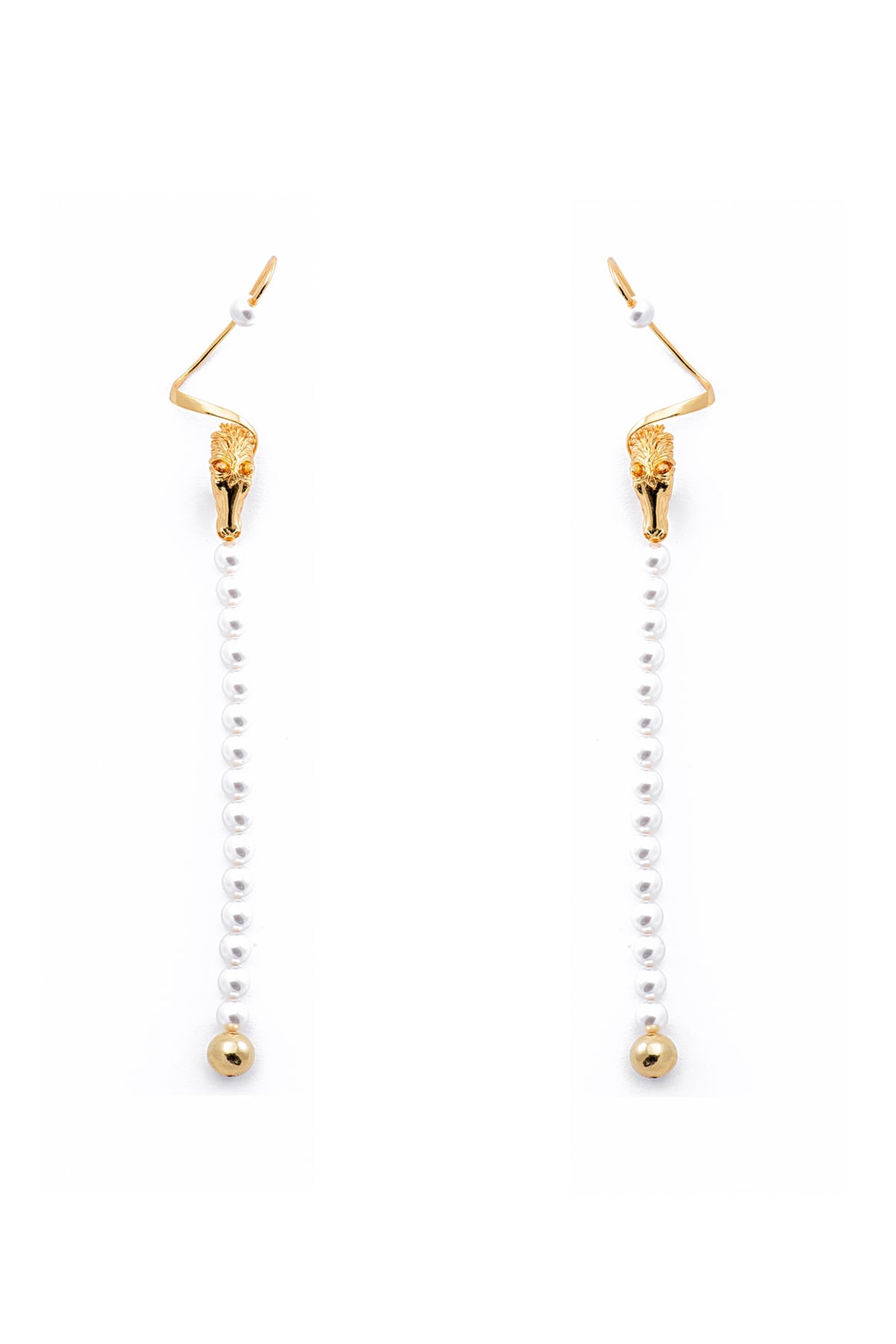 Gold Plated Swarovski Pearl Dangler Earrings In Sterling Silver