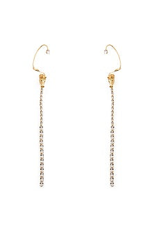 Gold Plated Swarovski Stone Horse Face Ear Cuff In Sterling Silver