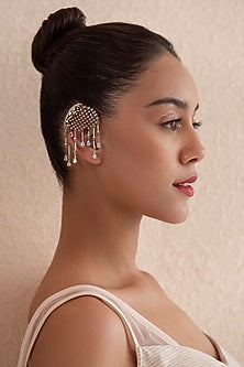 White Finish Swarovski Earcuffs In Sterling Silver