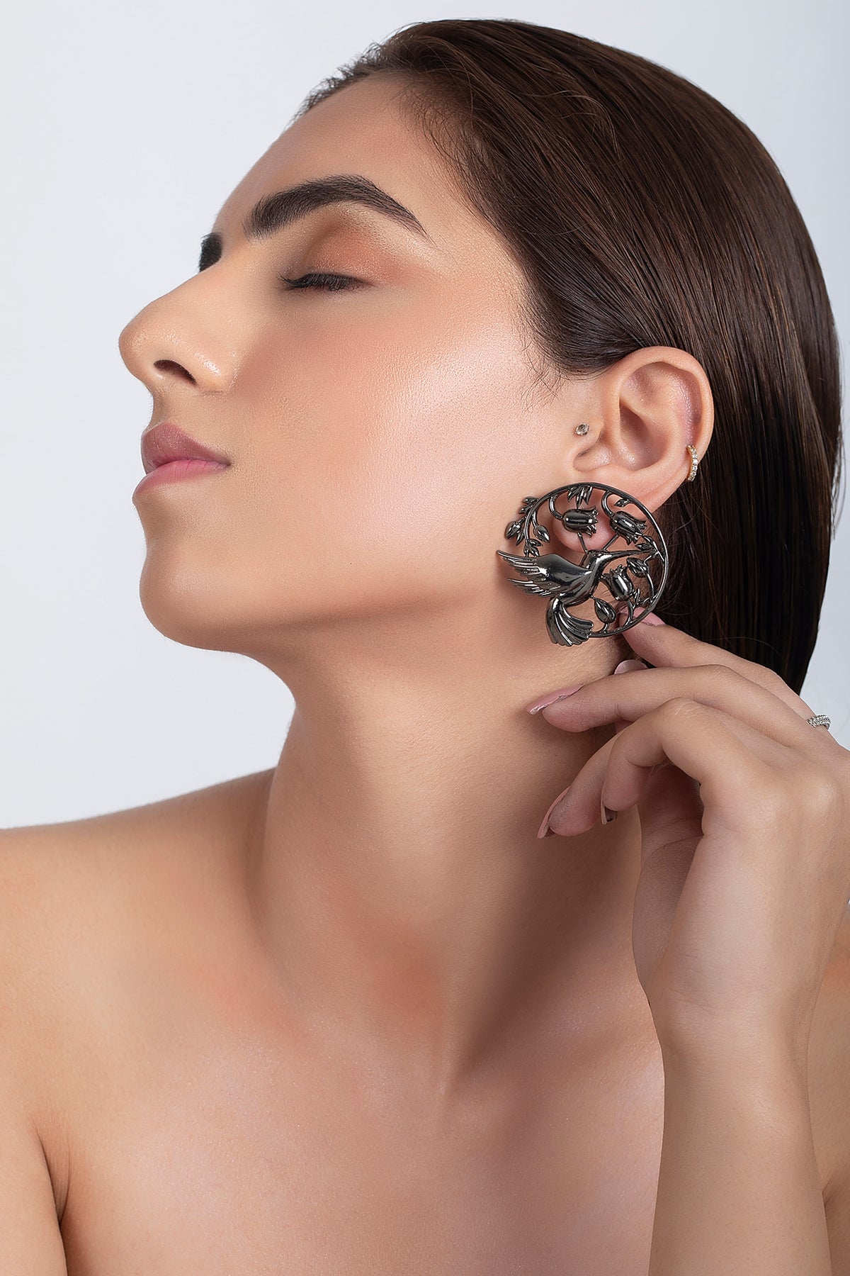 Gunmetal Finish Handcrafted Earrings