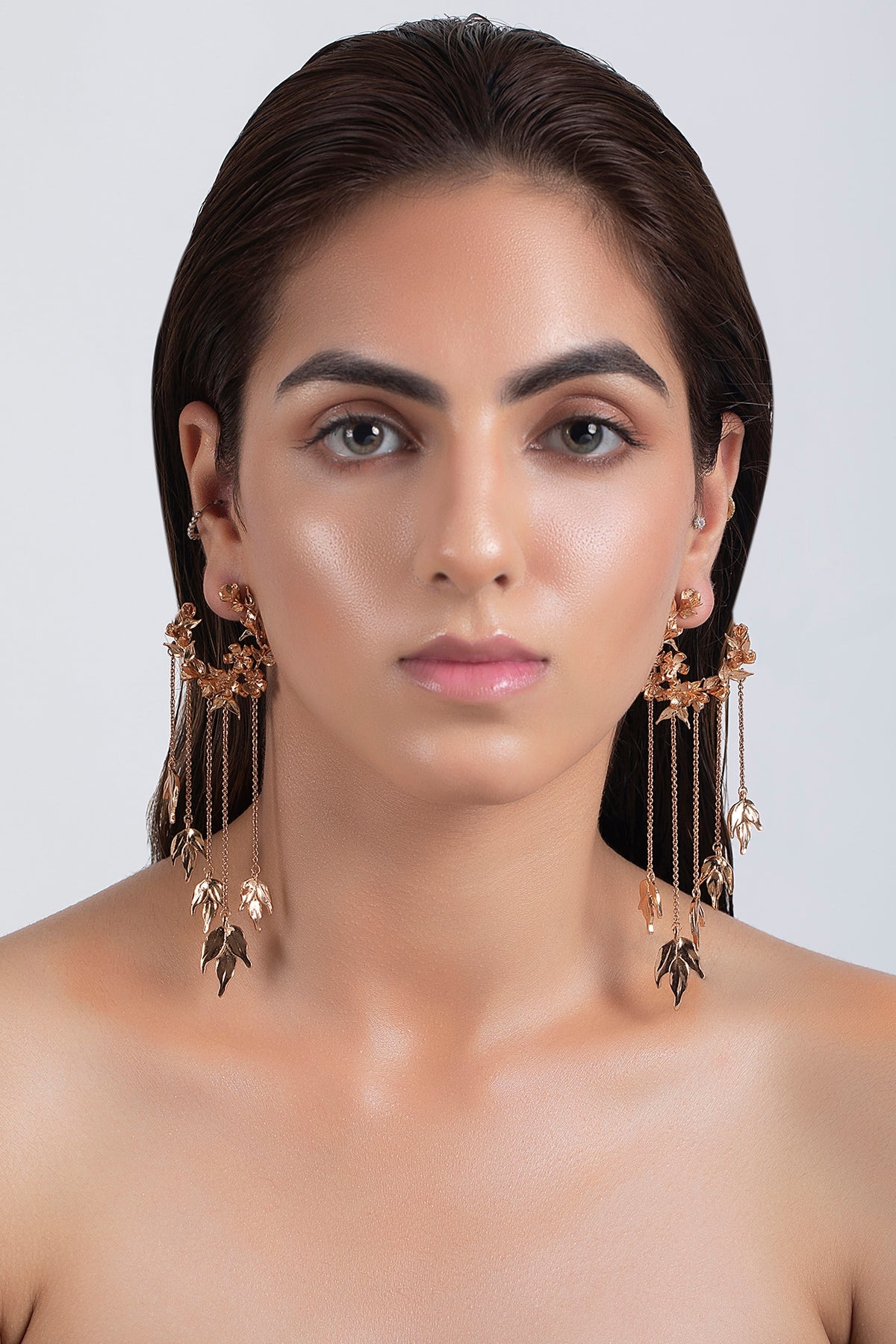 Rose Gold Plated Handcrafted Wreath Earrings