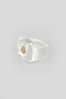 Gold Finish Crystal Ring In Sterling Silver