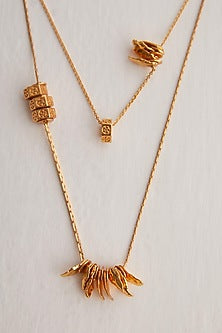 Gold Plated Bolt Layered Necklace
