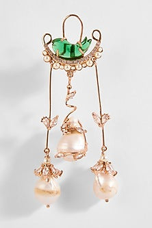 Rose Gold Plated Jade Green Crystal Le Cleo Dewdrop Earrings