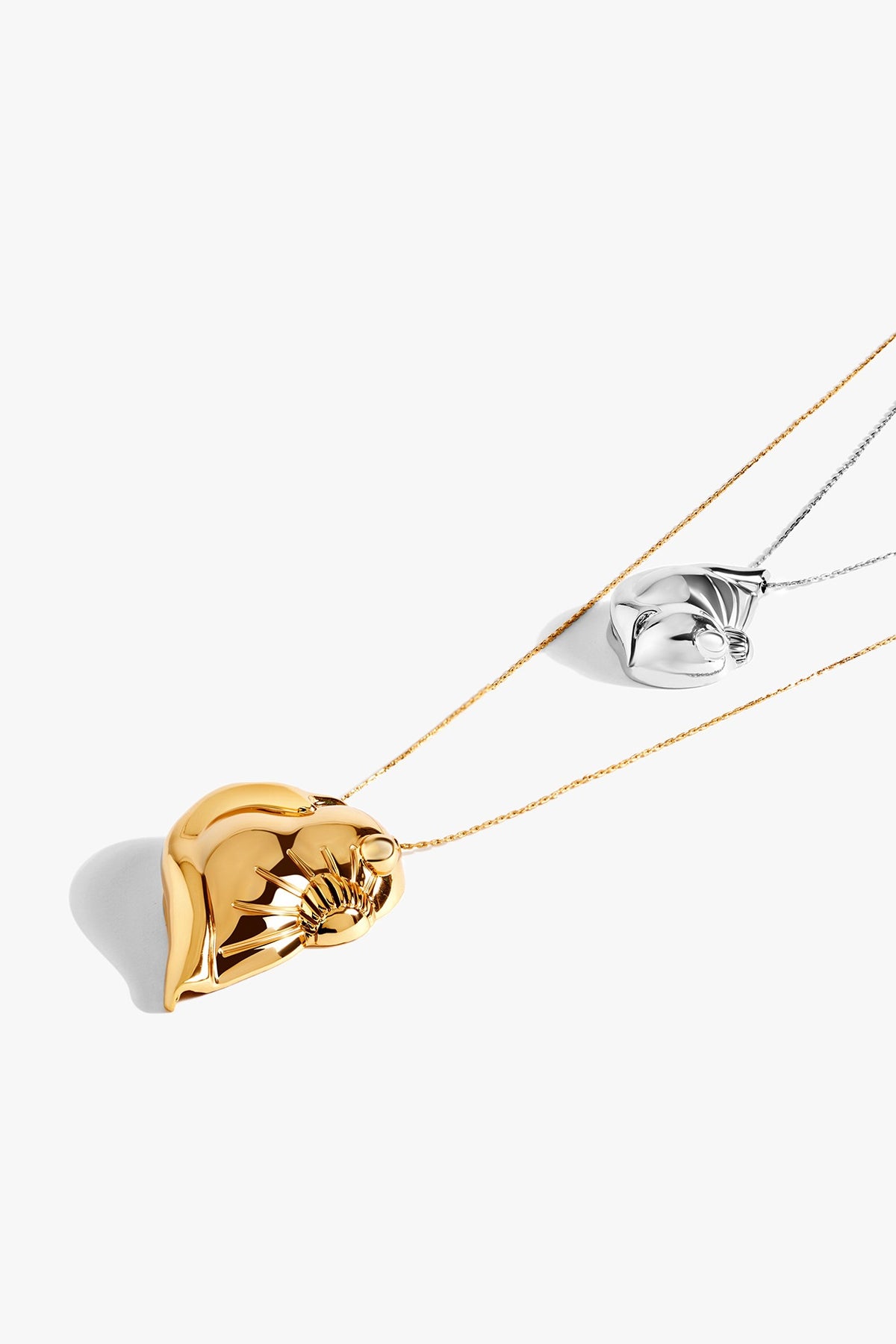 Two Tone Finish Twin Pendant Necklace