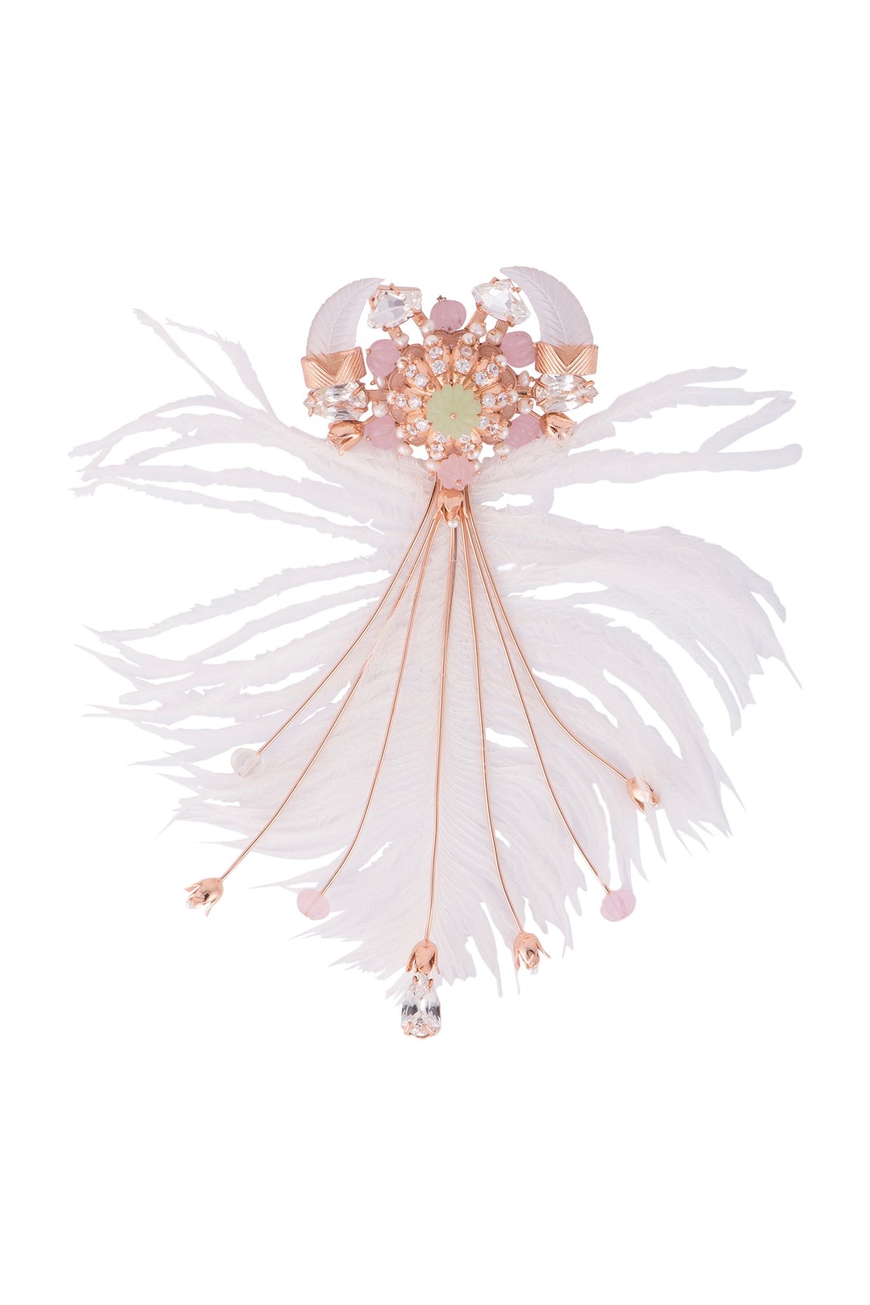 Matte Rose Gold Plated Swarovski Crystal & Stone Brooch