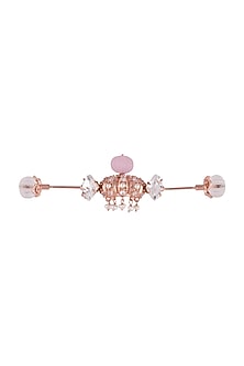 Matte Rose Gold Plated Pearl, Crystal & Stone Collar Pin