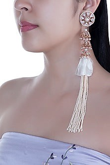 Matte Rose Gold Plated Long Earrings