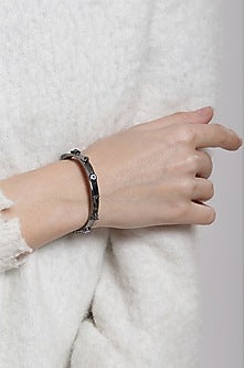 Gunmetal Finish Charm Bangle