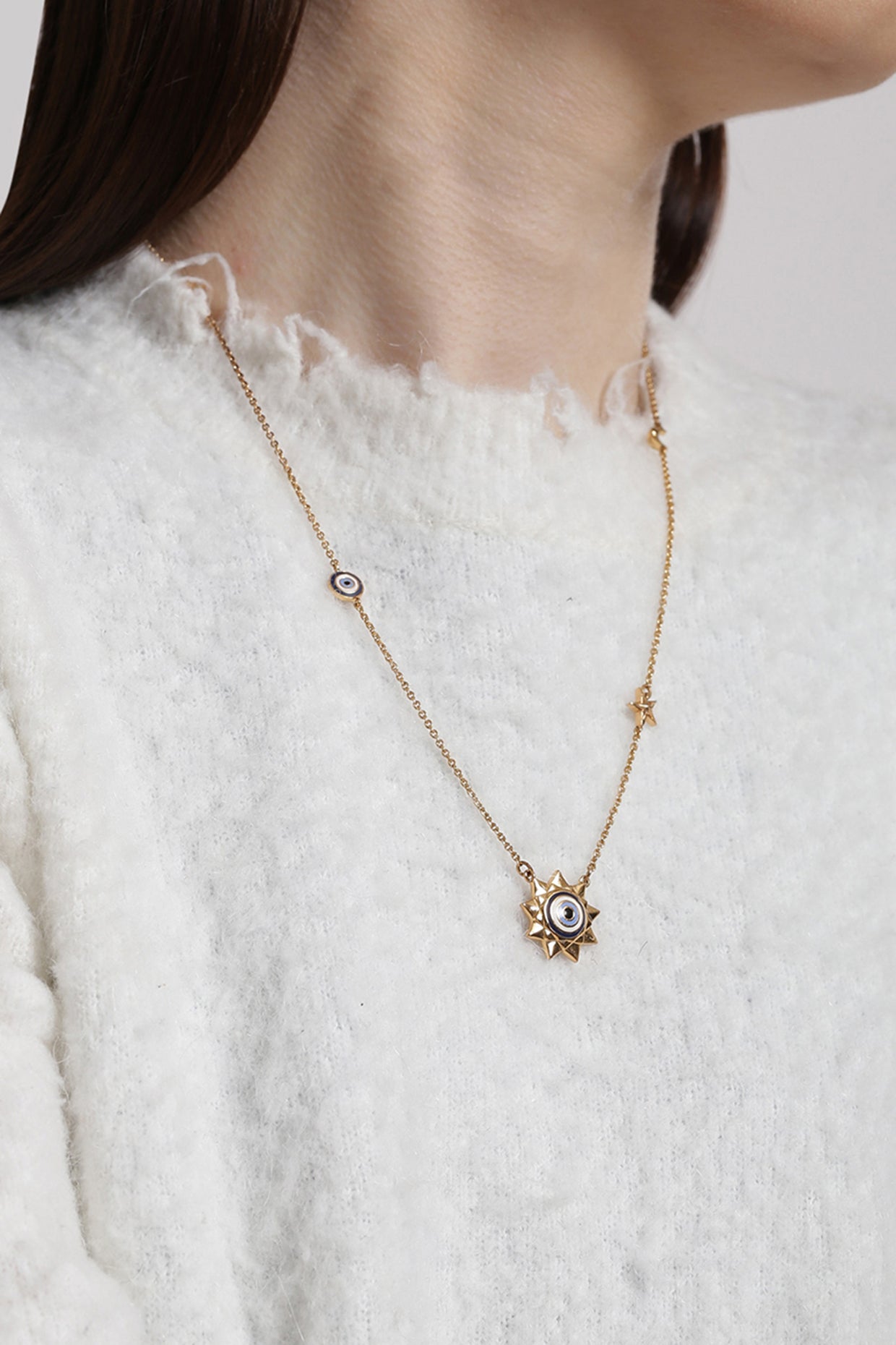 Gold Plated Evil Eye Pendant Necklace