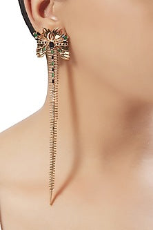 Gold Finish Crystal Earrings