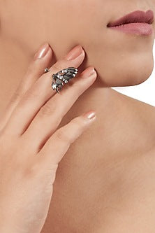 Gold Finish Crystal Midi Ring