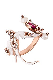Rose Gold Plated Handcrafted Midi Ring With Swarovski Crystal