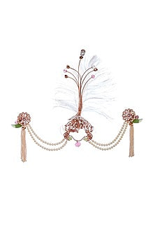 Rose Gold Finish Pearl & Swarovski Crystal Brooch
